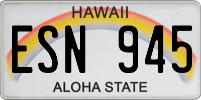 HI license plate ESN945