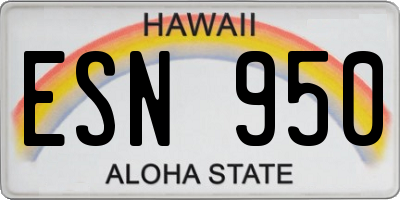 HI license plate ESN950