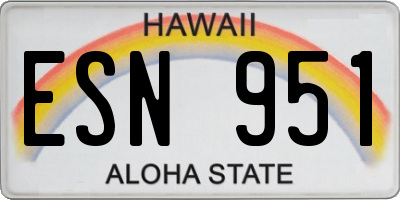 HI license plate ESN951
