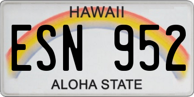 HI license plate ESN952
