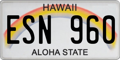 HI license plate ESN960