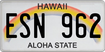 HI license plate ESN962