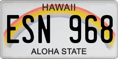 HI license plate ESN968