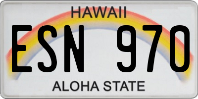 HI license plate ESN970