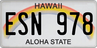 HI license plate ESN978