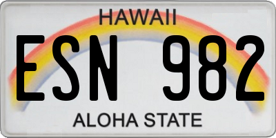 HI license plate ESN982