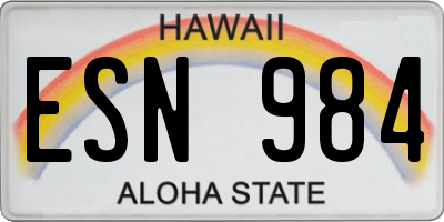 HI license plate ESN984