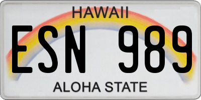 HI license plate ESN989