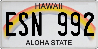 HI license plate ESN992