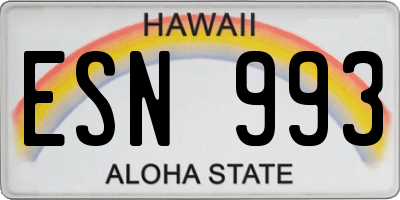 HI license plate ESN993