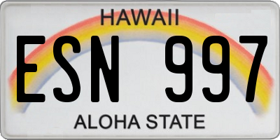 HI license plate ESN997