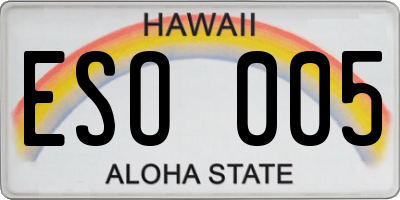 HI license plate ESO005