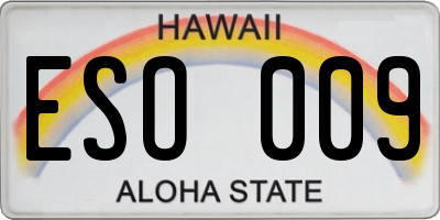 HI license plate ESO009