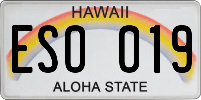 HI license plate ESO019