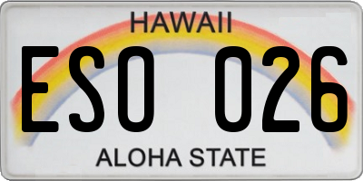 HI license plate ESO026