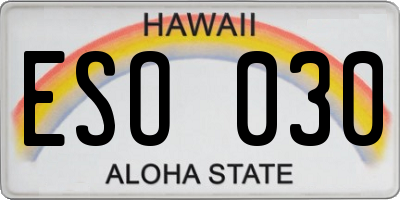 HI license plate ESO030