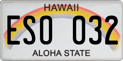 HI license plate ESO032