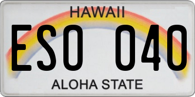 HI license plate ESO040