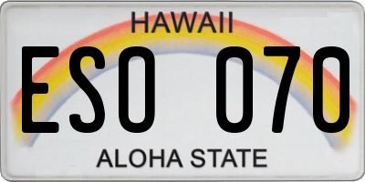HI license plate ESO070