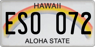 HI license plate ESO072
