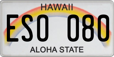 HI license plate ESO080