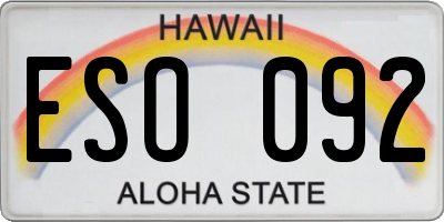 HI license plate ESO092