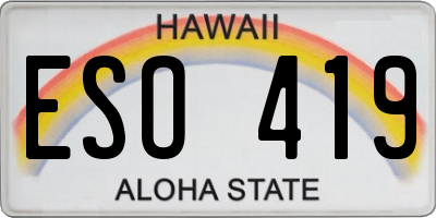 HI license plate ESO419