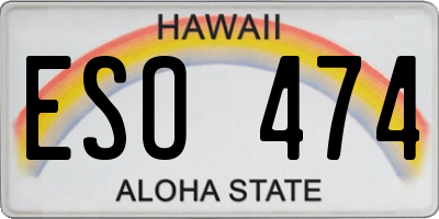 HI license plate ESO474