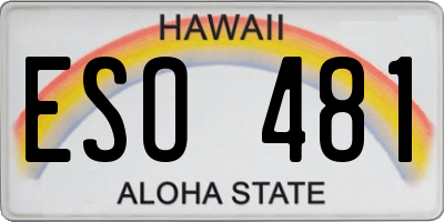 HI license plate ESO481