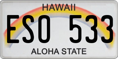 HI license plate ESO533