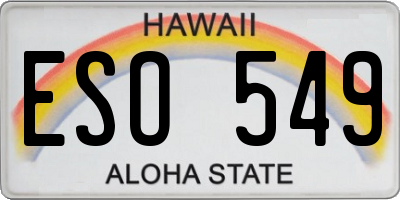 HI license plate ESO549