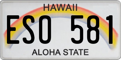 HI license plate ESO581