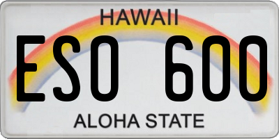 HI license plate ESO600