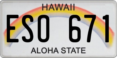 HI license plate ESO671