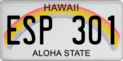 HI license plate ESP301