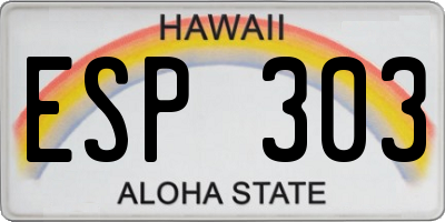 HI license plate ESP303