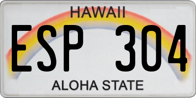 HI license plate ESP304