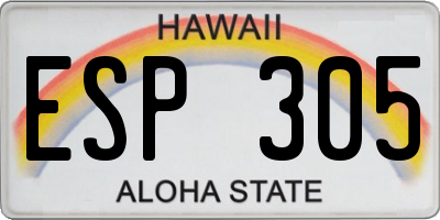 HI license plate ESP305