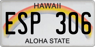 HI license plate ESP306