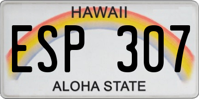 HI license plate ESP307
