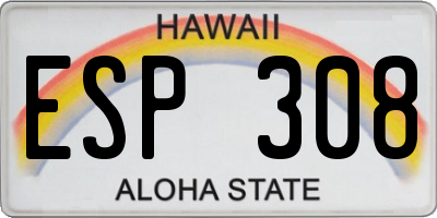 HI license plate ESP308
