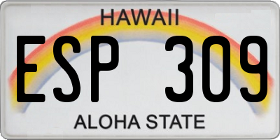 HI license plate ESP309