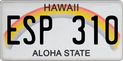 HI license plate ESP310
