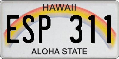 HI license plate ESP311