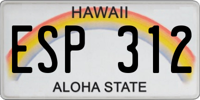 HI license plate ESP312