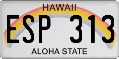 HI license plate ESP313