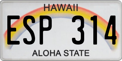 HI license plate ESP314