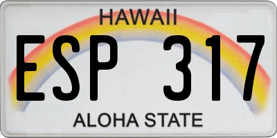 HI license plate ESP317