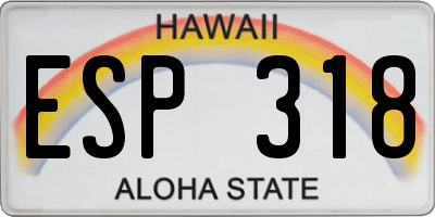 HI license plate ESP318