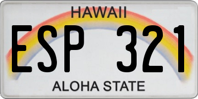 HI license plate ESP321